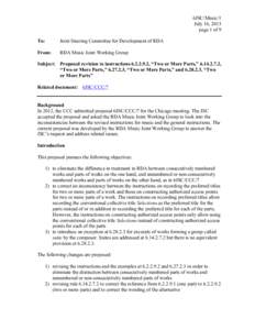 6JSC/Music/1 July 16, 2013 page 1 of 9 To:  Joint Steering Committee for Development of RDA