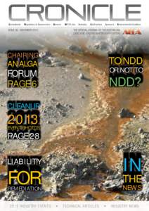 CRONICLE Consultants	Regulators & Researchers	Owners	NATA Labs	Industry	Contractors	Lawyers	Environmental Auditors ISSUE 36 - NOVEMBERTHE OFFICIAL JOURNAL OF THE AUSTRALIAN