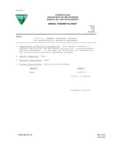 Form[removed]UNITED STATES DEPARTMENT OF THE INTERIOR BUREAU OF LAND MANAGEMENT MANUAL TRANSMITTAL SHEET