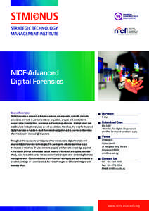 STMI@NUS STRATEGIC TECHNOLOGY MANAGEMENT INSTITUTE NICF-Advanced Digital Forensics