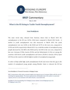 BREF Commentary May 12, 2014 What is the EU doing to Tackle Youth Unemployment?  Vena Nedeljkovic