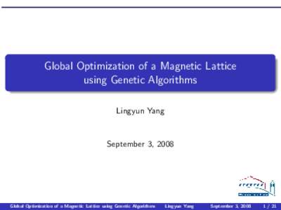 Global Optimization of a Magnetic Lattice using Genetic Algorithms Lingyun Yang September 3, 2008