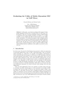 LNCSEvaluating the Utility of Media–Dependent FEC in VoIP Flows