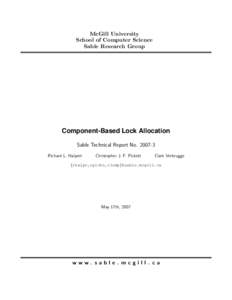 McGill University School of Computer Science Sable Research Group Component-Based Lock Allocation Sable Technical Report No
