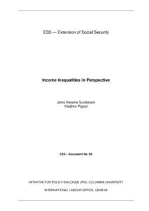 ESS — Extension of Social Security  Income Inequalities in Perspective Jomo Kwame Sundaram Vladimir Popov