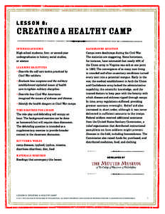 LESSON 8:  Creating a Healthy Camp Intended audience  Background QUESTION