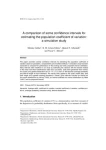 Idescat. SORT. A comparison of some confidence intervals for estimating the population coefficient of variation: a simulation study. Volume 36 (1)