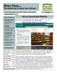 News From…  The Alameda County Law Library 125 12th Street Oakland, CAPhone: (Fall 2010
