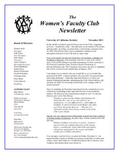 February 2  The Women’s Faculty Club Newsletter