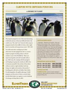 CAMPING WITH EMPEROR PENGUINS Detailed Itinerary A JOURNEY BY FLIGHT  The emperor penguin is one of the most fascinating
