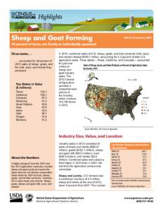 Highlights Sheep and Goat Farming ACH12-19/Januarypercent of farms are family or individually operated.
