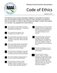 National	
  Auto	
  Auction	
  Association	
   	
   Code	
  of	
  Ethics	
   	
  