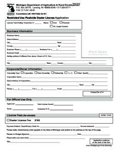 Restricted Use Pesticide Dealer License Application And Instructions