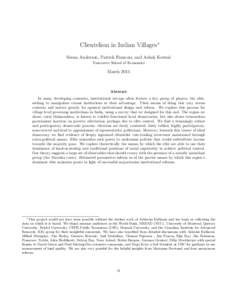 Clientelism in Indian Villages∗ Siwan Anderson, Patrick Francois, and Ashok Kotwal Vancouver School of Economics March 2014