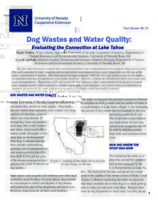 Dog Wastes and Water Quality: Evaluating the Connection at Lake Tahoe