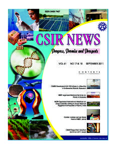 ISSNCSIR NEWS Progress, Promise and Prospects VOL 61