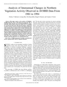 IEEE TRANSACTIONS ON GEOSCIENCE AND REMOTE SENSING, VOL. 40, NO. 1, JANUARYAnalysis of Interannual Changes in Northern Vegetation Activity Observed in AVHRR Data From