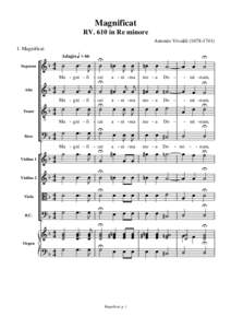 Magnificat RV. 610 in Re minore Antonio VivaldiMagnificat Adagio = 66