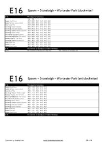 E16  Epsom–Stoneleigh–WorcesterPark(clockwise) E16