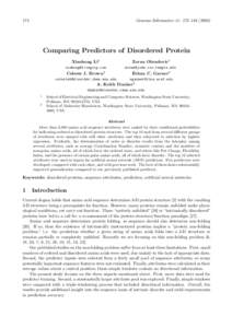 Genome Informatics 11: 172–Comparing Predictors of Disordered Protein Xiaohong Li1