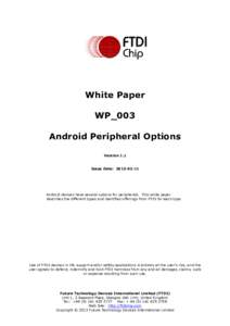 White Paper WP_003 Android Peripheral Options Version 1.1  Issue Date: 