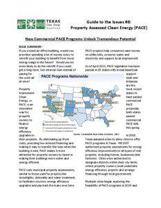 Guide to the Issues #8: Property Assessed Clean Energy (PACE) New Commercial PACE Programs Unlock Tremendous Potential