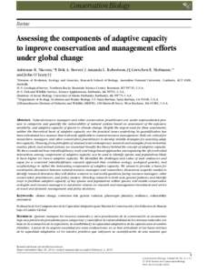 Review  Assessing the components of adaptive capacity to improve conservation and management efforts under global change Adrienne B. Nicotra,∗ ¶ Erik A. Beever,† Amanda L. Robertson,‡§ Gretchen E. Hofmann,∗∗