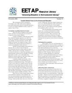 EETAP  Resource Library “Advancing Education & Environmental Literacy” November 2000