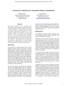 Concurrent Architecture for Automated Malware Classification