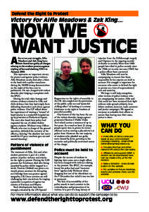 Defend the Right to Protest  Victory for Alfie Meadows & Zak King... Now we want justice