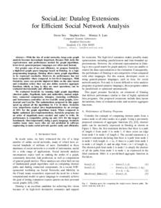 SociaLite: Datalog Extensions for Efficient Social Network Analysis Jiwon Seo Stephen Guo