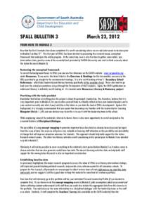 SPALL BULLETIN 3  March 23, 2012 FROM HERE TO MODULE 3 Now that the first 2 modules have been completed it is worth considering where we are and what needs to be done prior