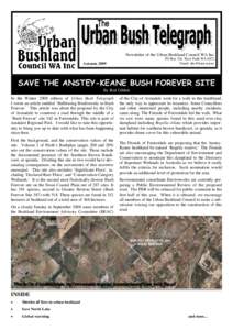Newsletter of the Urban Bushland Council WA Inc PO Box 326, West Perth WA 6872 Email: [removed] Autumn 2009