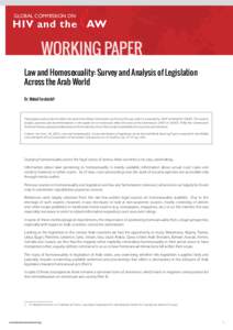 GLOBAL COMMISSION ON  HIV and the AW Working Paper Law and Homosexuality: Survey and Analysis of Legislation