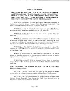 RESOLUTION NORESOLUTION OF THE CITY COUNCIL OF THE CITY OF SEASIDE APPROVING REVISED TERMS OF REFERENCE FOR THE MONTEREY COUNTY INTEGRATED WASTE MANAGEMENT TASK FORCE AND APPOINTING THE DEPUTY CITY MANAGER - ADMI