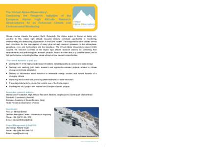 The ‘Virtual Alpine Observatory’: Combining the Research Activities of the European Alpine High Altitude Research Observatories for an Enhanced Climate and Environmental Monitoring