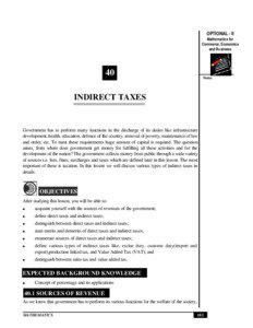 Indirect Taxes OPTIONAL - II Mathematics for