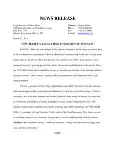 NEWS RELEASE Legal Services of New Jersey 100 Metroplex Drive at Plainfield Avenue P.O. Box 1357 Edison, New Jersey[removed]