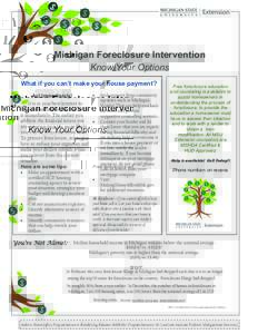 Michigan Foreclosure Intervention Know Your Options What if you can’t make your house payment?   Act Immediately!