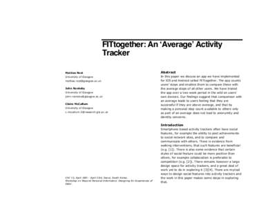 FITtogether: An ‘Average’ Activity Tracker Mattias Rost Abstract