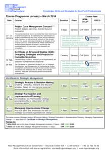 Course Programme Jan - June 2014