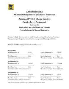 Amendment No. 2  Minnesota Department of Natural Resources Amended FY14-15 Shared Services