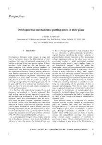 Perspectives  Developmental mechanisms: putting genes in their place