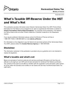 What’s Taxable Off-Reserve Under the HST and What’s Not