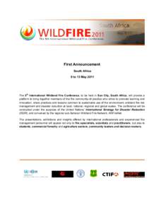 First Announcement South Africa 9 to 13 May 2011 th