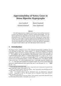 Approximability of Vertex Cover in Dense Bipartite Hypergraphs Jean Cardinal∗ Marek Karpinski‡