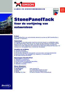 lijmen en afdichtingsmiddelen  StonePanelTack Voor de verlijming van natuursteen