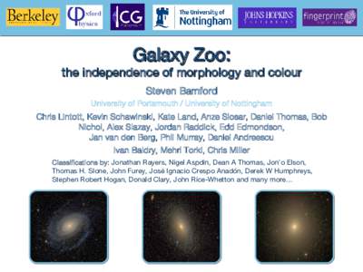 Galaxy Zoo:  the independence of morphology and colour Steven Bamford University of Portsmouth / University of Nottingham