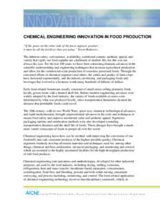 CHEMICAL ENGINEERING INOVATION IN FOOD PRODUCTION