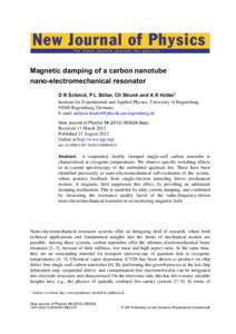 New Journal of Physics The open–access journal for physics Magnetic damping of a carbon nanotube nano-electromechanical resonator 1